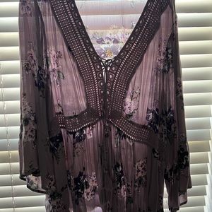 Lilac flora flowy blouse